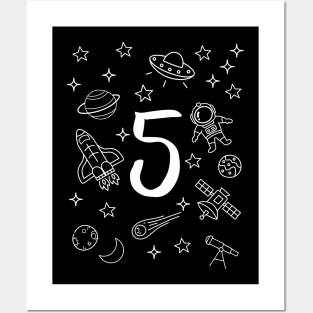 5th birthday space design, 5 years old birthday Posters and Art